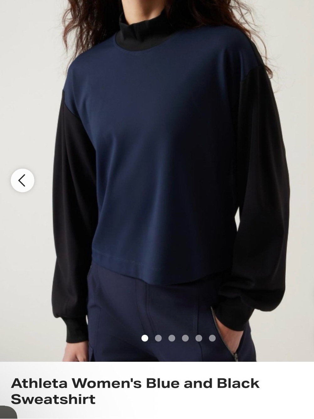 Athleta Navy and Black Long Sleeve Mock Neck Top